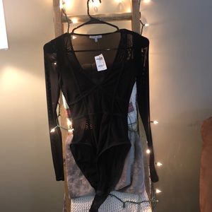 Black sheer body suit